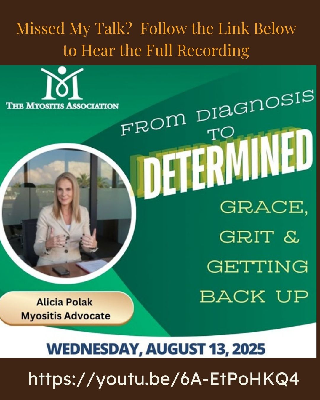 Missed My Talk Follow the Link Below to Hear the Full Recording